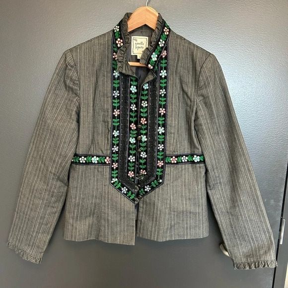 Nanette Lepore vintage floral embroidered blazer size 8 great condition - Picture 5 of 10